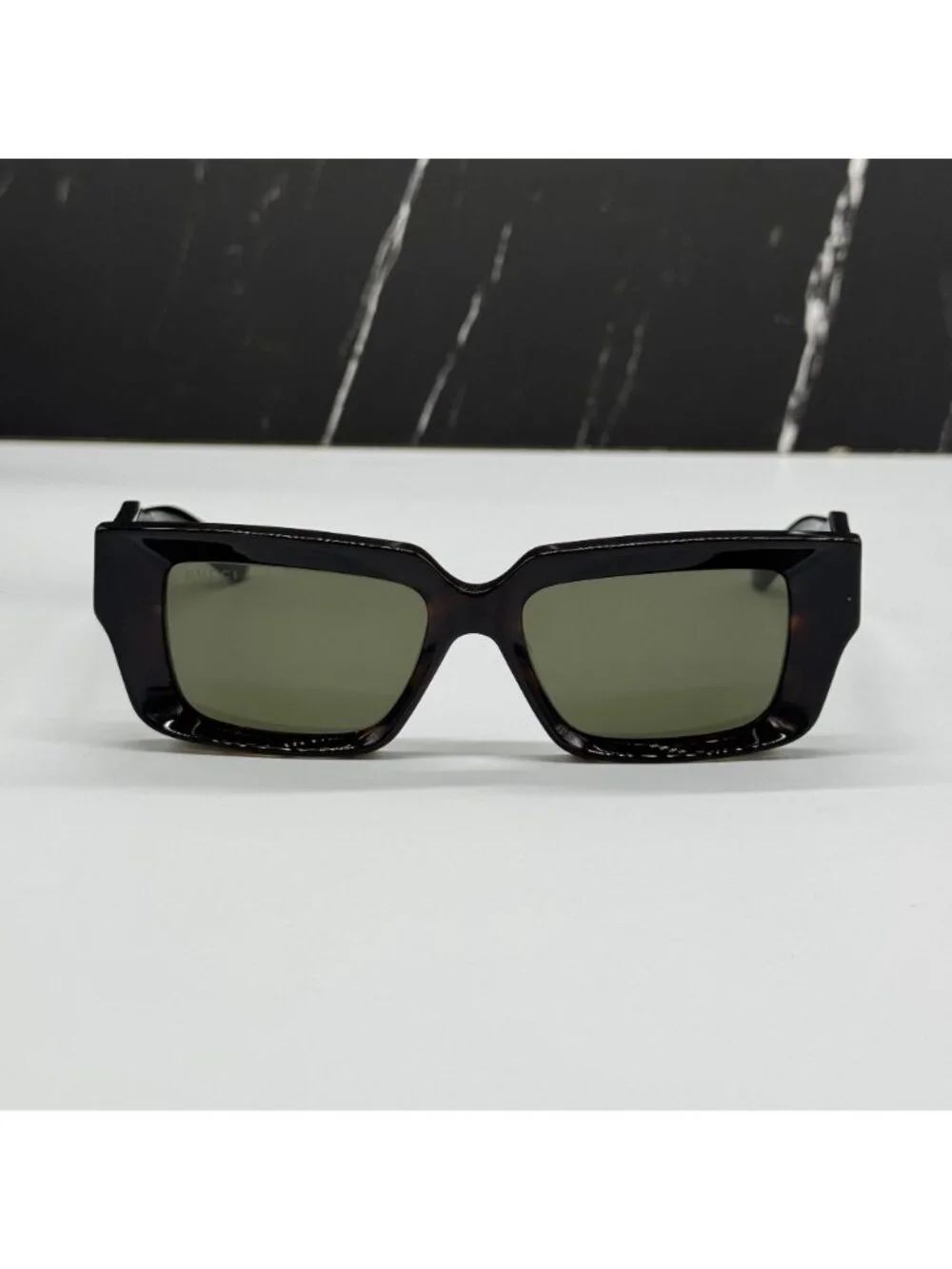 New Gucci GG1529S 002 Square Havana Green Unisex Sunglasses